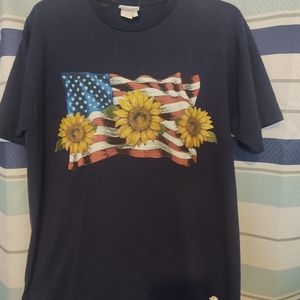 Glittery women's USA and sunflower t-shirt